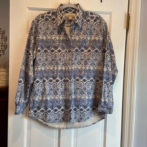Cabela’s Women’s Blue Southwestern Print Button-Down Shirt – Size Medium